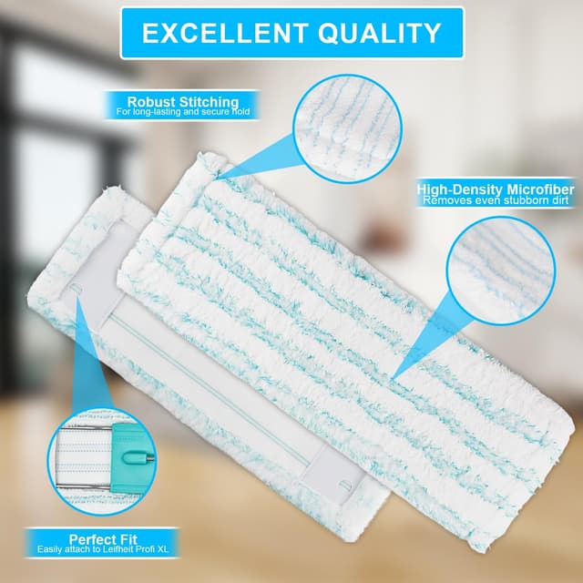 Detalle de ACOMTUO lot de 3 serpillières microfibres pour balai à franges Leifheit Profi XL