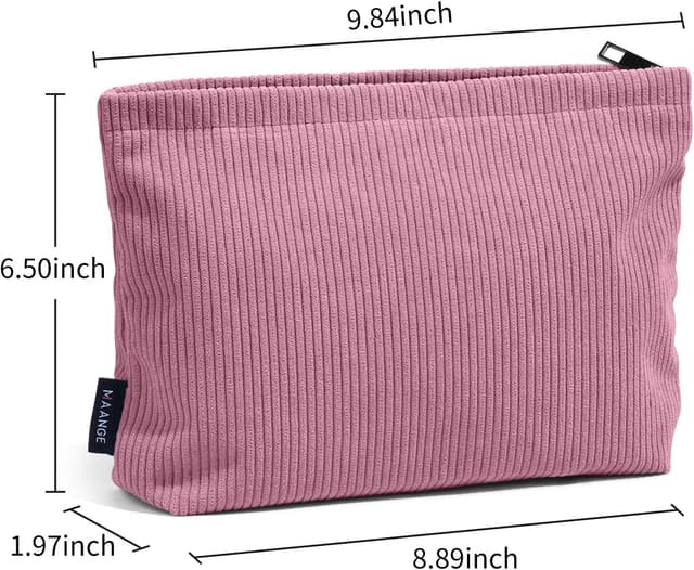 Detalle 2 de MAANGE Make-up Tasche – kleine Schminktasche aus Cord mit Metall-Reißverschluss (rot)