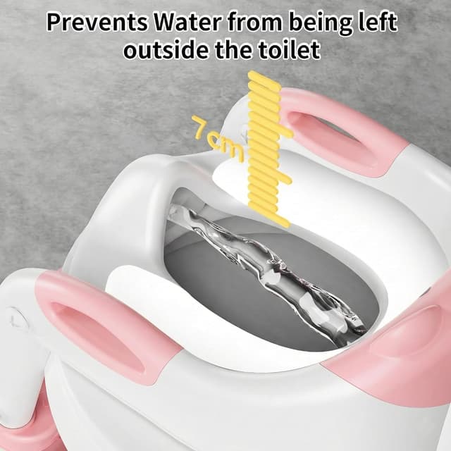 Detalle de Toilettensitz Kinder mit Treppe (2-in-1) – höhenverstellbar für Jungen & Mädchen, Rose Drei Treppe