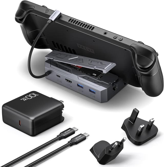 Thumbnail 6 de JSAUX 6 en 1 Estación de Acoplamiento Compatible con Valve Steam Deck/OLED/ASUS ROG Ally X/Legion Go S/MSI Claw, con HDMI 2.1 4K@120Hz, Tres Puertos USB 3.0, Ethernet Gigabit, Carga de 100W- HB0603