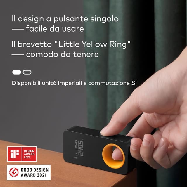 Detalle 2 de HOTO Metro Laser tascabile da 30 m con precisione ±2 mm, ricarica Type-C e display OLED