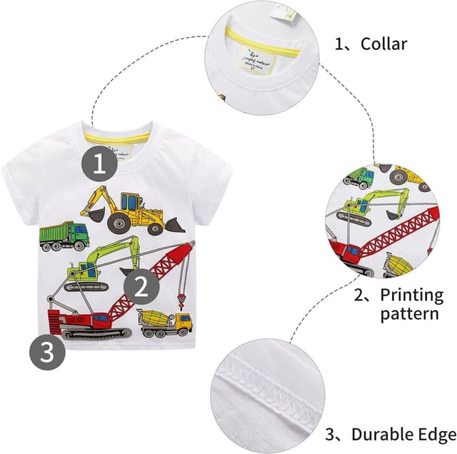 Detalle 2 de Unisex Baby-T-Shirt aus Baumwolle mit süßem Karikatur-Tiermotiv – für 1 bis 7 Jahre