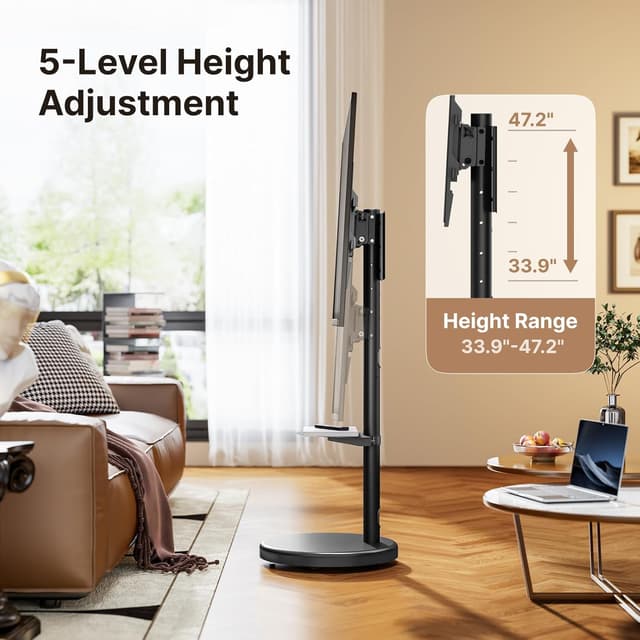 Detalle 2 de ECOTINY Height Adjustable TV Stand 37–86"