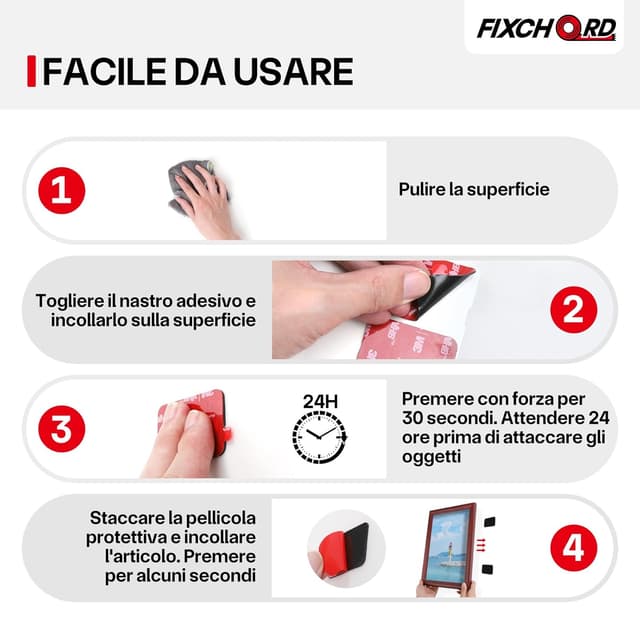 Thumbnail 6 de FIXCHORD Tampone impermeabile biadesivo extra forte, 10 pezzi (44 × 34 mm) per auto, casa e videocamere d’azione