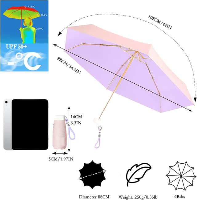 Detalle 2 de Mini Reise Regenschirm Macaron Stil