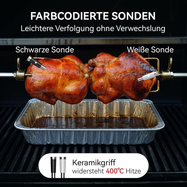 Detalle de BFOUR Fleischthermometer mit 2 Sonden