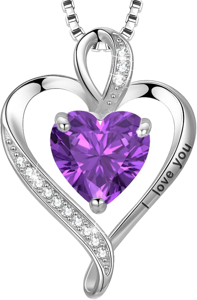 Detalle de LAVUMO Herz Kette für Damen aus 925 Sterlingsilber mit „I love you“-Gravur (Silber/Messing)