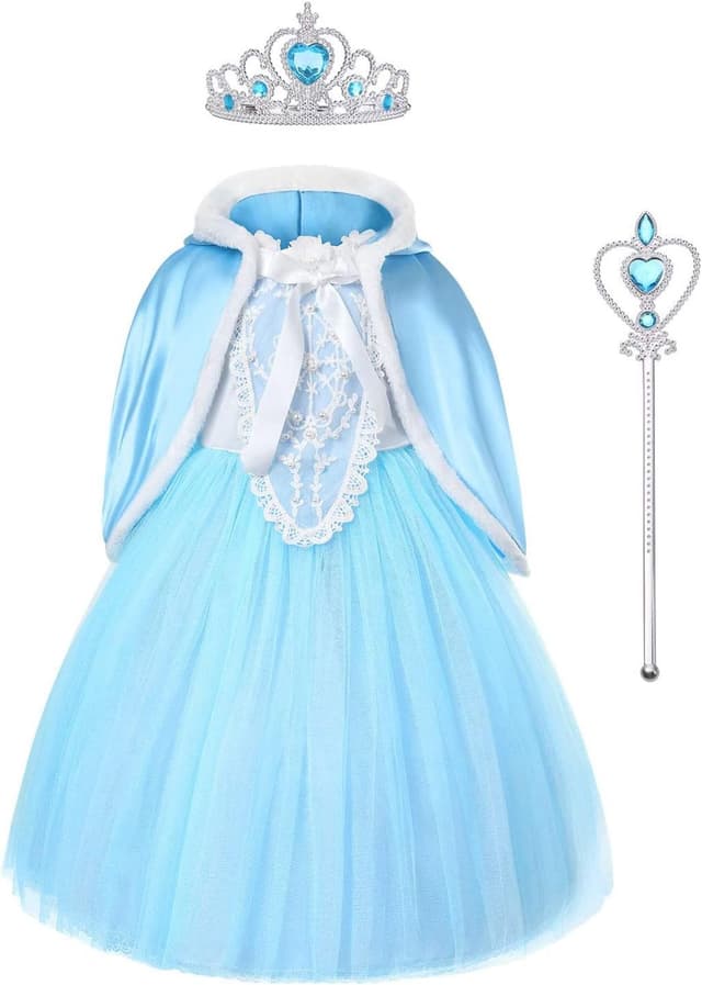 Detalle de URAQT Mädchen Prinzessin-Kostüm Kleid 130