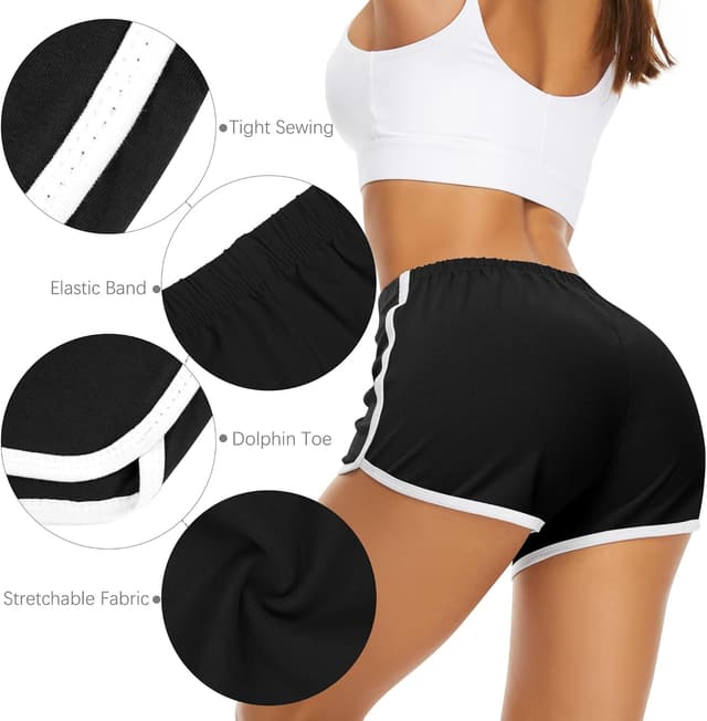 Detalle de URATOT 7-Pack Women’s Cotton Dolphin Shorts (Athletic, Yoga, Lounge)