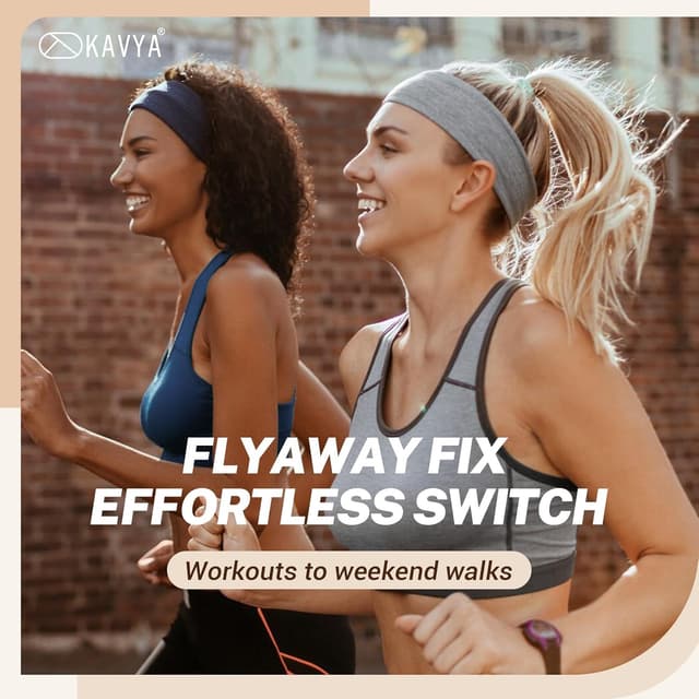 Detalle de Kavya Fasce per capelli unisex antiscivolo traspiranti (8 pezzi) – headband da sport e fitness, nere