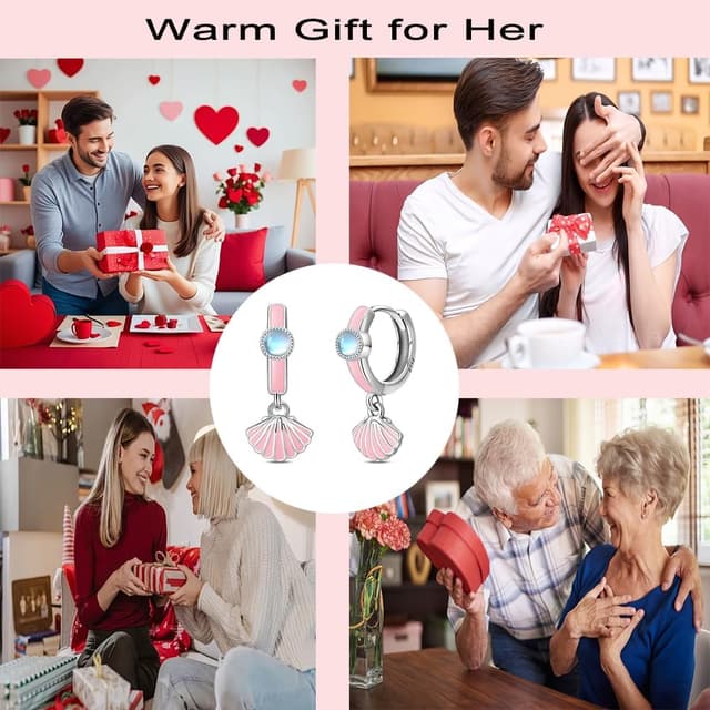 Detalle de QIKAOLA Orecchini a cerchio S925 in argento con pietre CZ e chiusura a clip