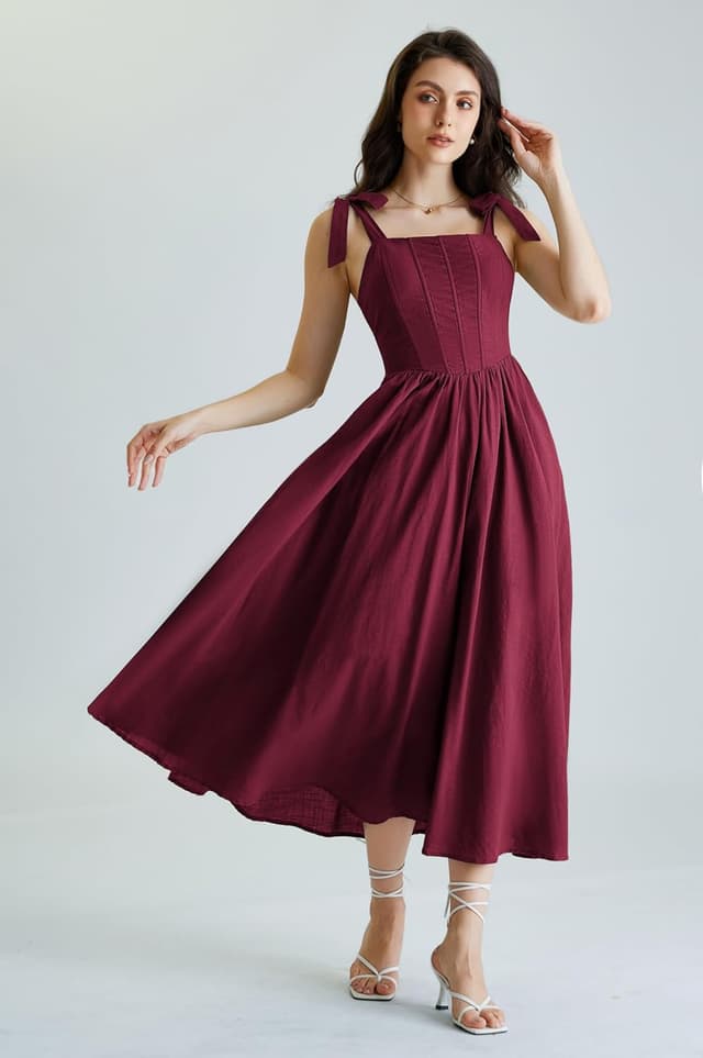 Detalle de SCARLET DARKNESS Damen Mittelalter Kleid langarm mit Schnürung und A-Linien-Renaissance-Korsettoptik