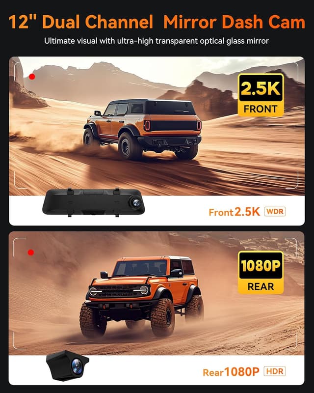 Thumbnail 5 de WOLFBOX G840H 12" mirror dash cam 2.5K