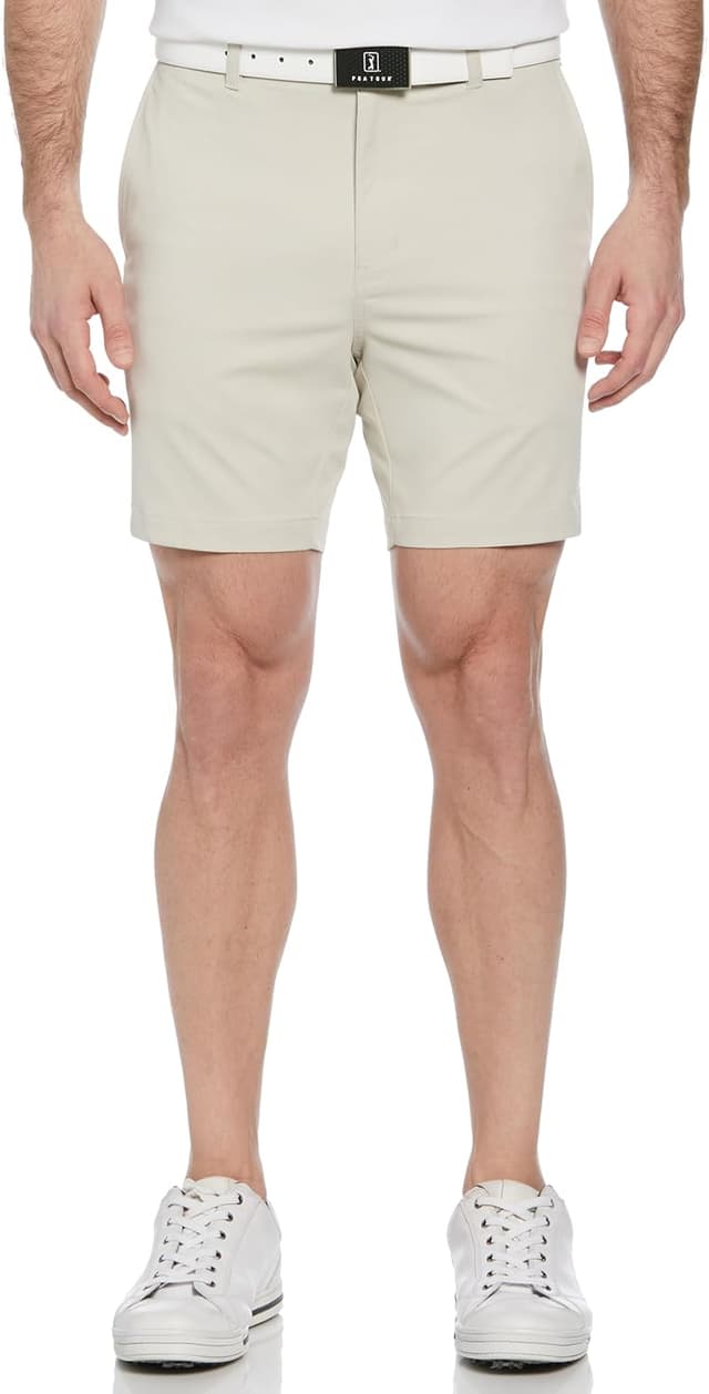 Detalle de PGA Tour Men’s 7” Flat Front Performance Stretch Golf Shorts with Active Waistband