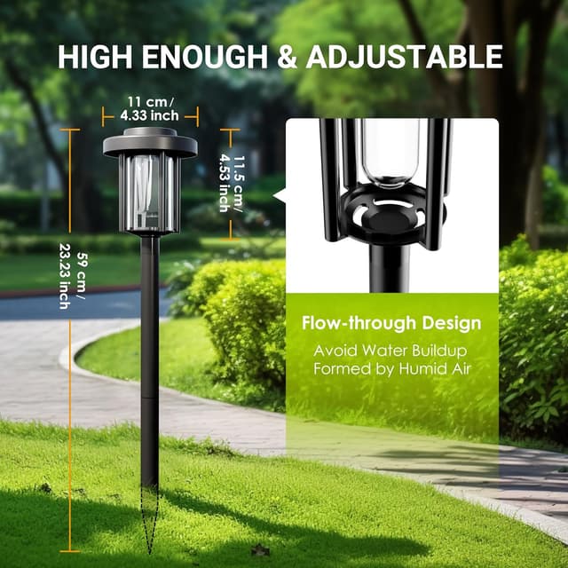 Detalle de Solpex Solar Lights Outdoor 6-Pack LED Garden Pathway Lights (Cold White, Waterproof IP65)