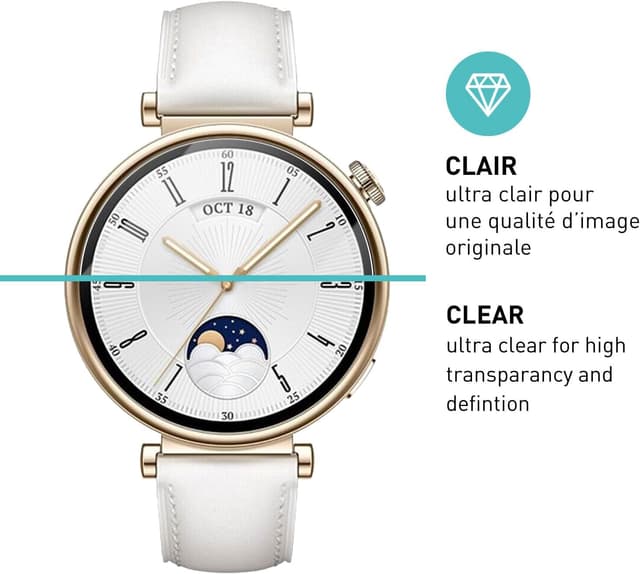 Detalle de smartect Verre Trempé 3 pièces Clear pour Huawei Watch GT 4 41 mm — protection d’écran 9H sans bulles