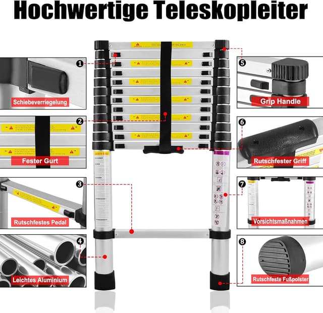 Detalle de UISEBRT Scala telescopica 4.4 m, 150 kg