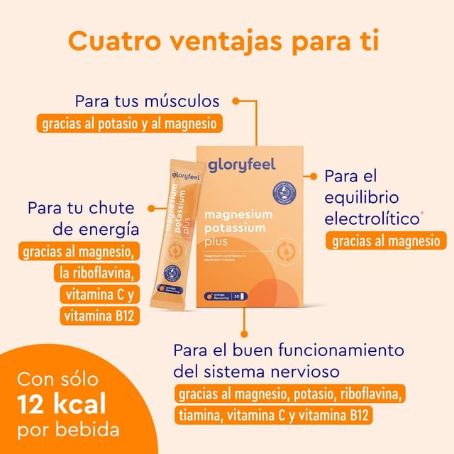 Detalle de Magnesio y Potasio Plus 30 sobres 🍊