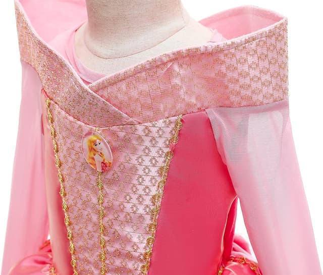 Detalle de Abito da Principessa Aurora per bambine 3-8 anni: costume per comunione, battesimo, festa e Halloween