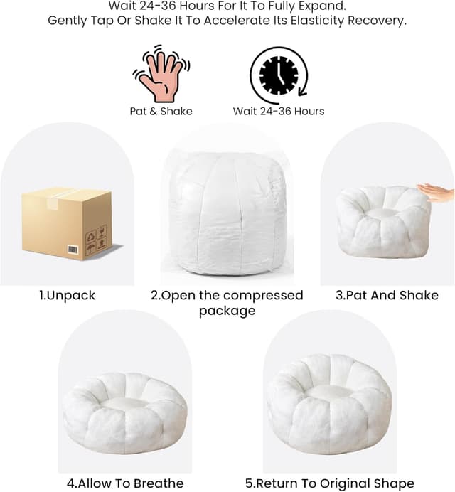 Thumbnail 5 de LinkRomat Petal Foam Pouf for Adults & Teens, Cozy Synthetic Faux Leather Beanbag Chair