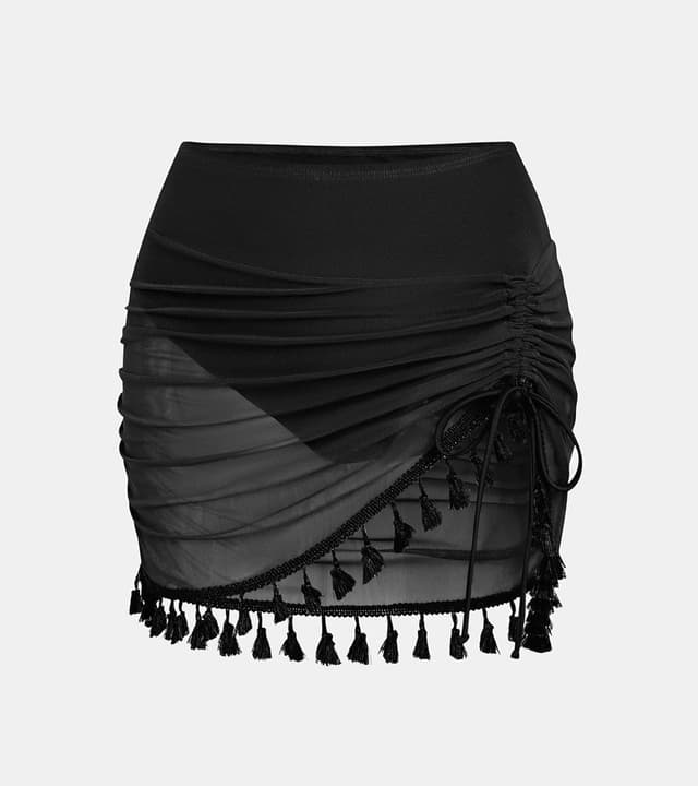 Detalle 2 de Costume da bagno donna con gonna a rete increspata CUPSHE (vita alta)