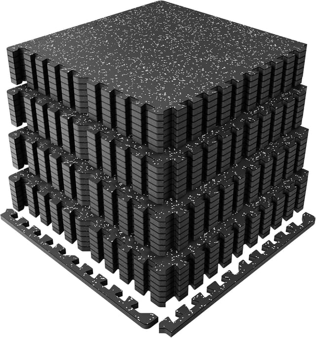 Detalle de PRAISUN 0.6" Thicker Rubber Top Gym Flooring โ 96 Sq Ft ๐