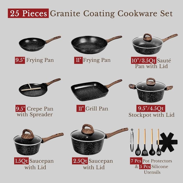 Detalle 2 de EWFEN 25-Piece Nonstick Ceramic Set