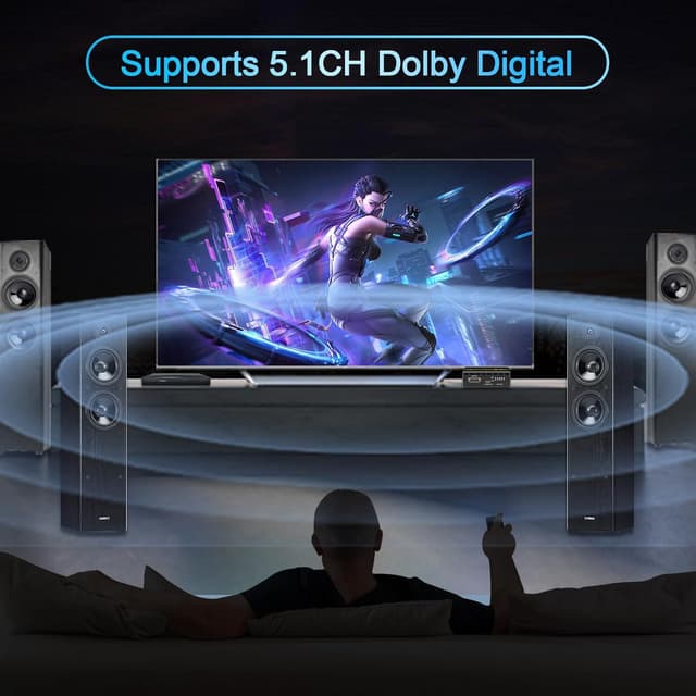 Detalle 2 de HDMI 2.0 Audio Extractor 4K 60Hz mit SPDIF Optical & 3,5-mm L/R – für PS5, HDCP 2.2, EDID-Management