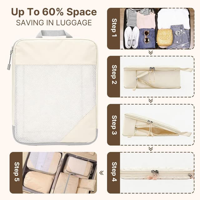 Detalle de Compression Packing Cubes 8 Set – 8-piece travel packing organisers with compression zip system