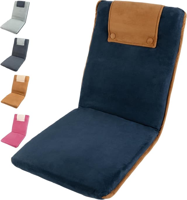 Detalle de bonVIVO Bodenstuhl mit Rückenlehne Easy II – faltbarer Sitzkissen-Relaxsessel für Meditation, Yoga, Camping oder Gaming, hellgrau