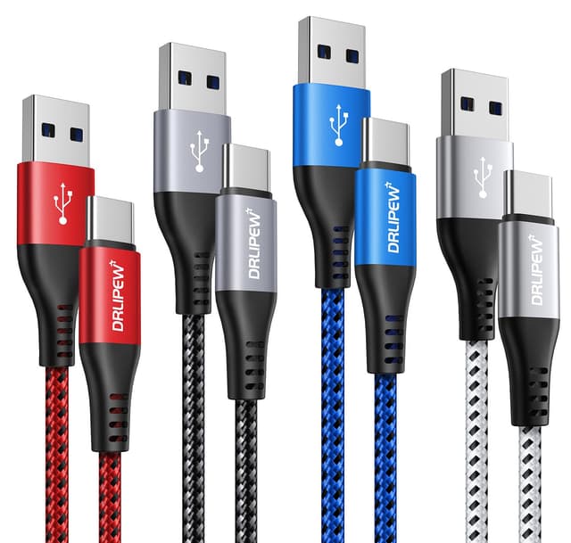 Detalle de USB-C Charger Cable 2m (4-Pack) – USB-A to USB-C Fast Charge 3A Braided