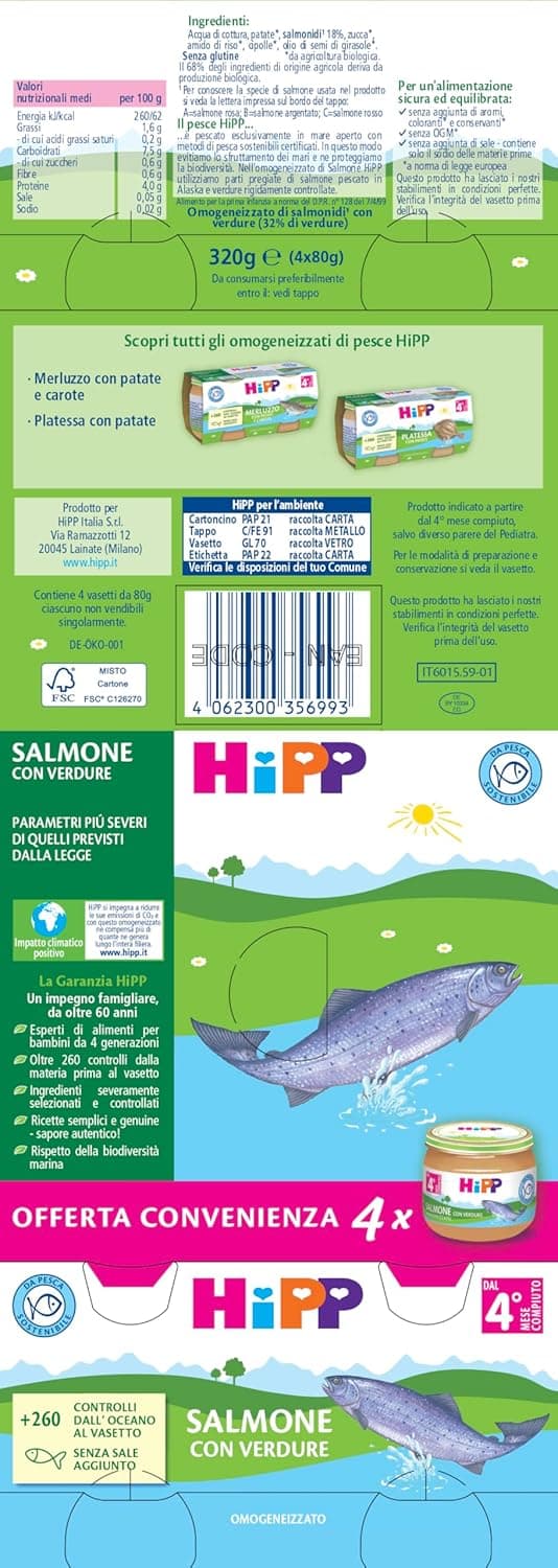 Thumbnail 3 de HiPP Omogeneizzato Salmone 24 vasetti