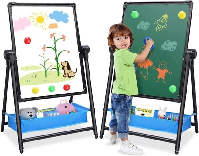 Detalle de Arkyomi Tableau Enfant Double Face à Craie avec Chevalet Rotatif 360° pliable et hauteur réglable