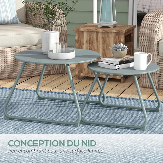 Detalle 2 de Outsunny tables basses gigognes 2 Ø60