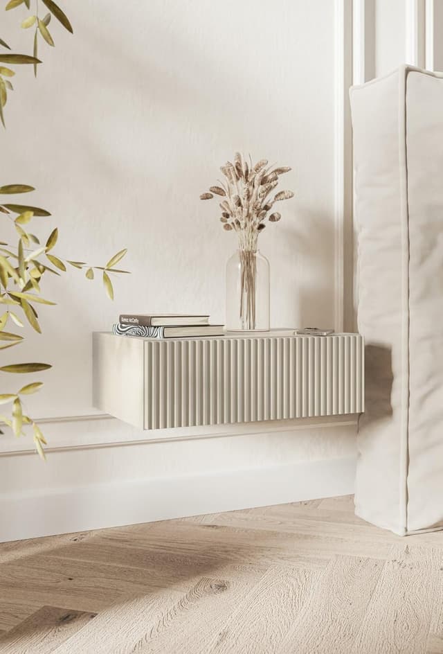 Detalle 2 de Selsey Veldio hängender Nachttisch mit Schublade, 17 x 50 x 35,6 cm in Graubeige