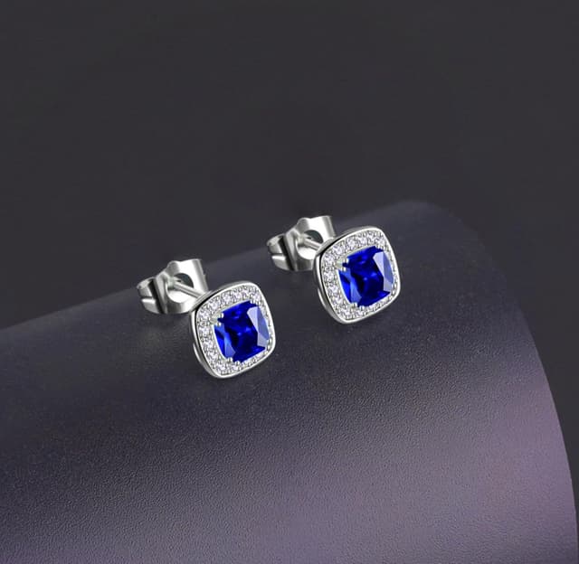 Thumbnail 2 de VONSSY Gemstone Stud Earrings 5A cubic zirconia