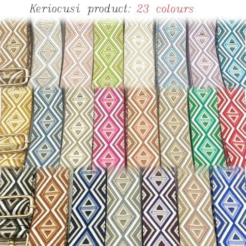 Detalle de Keriocusi correa de hombro ajustable beige caqui (80-130 cm) ancho 3,9 cm con hebilla dorada