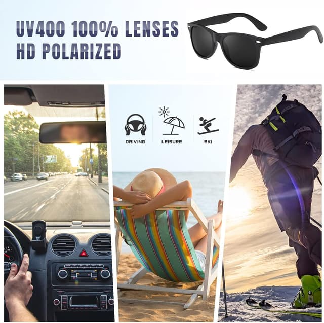 Detalle 2 de Vufurl Ultra Light Rectangular Polarized Sunglasses (UV400) for men and women
