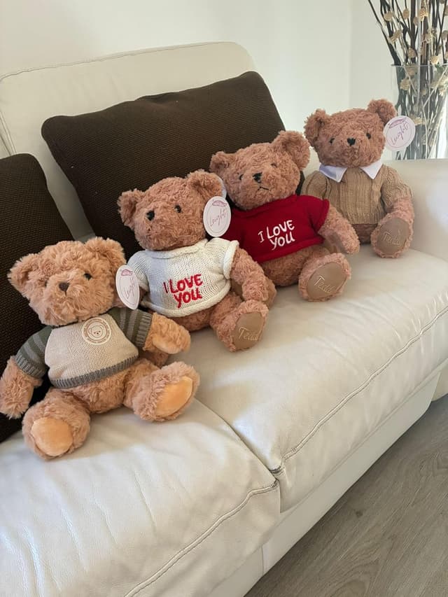 Detalle de LEIGHT Orsacchiotto di peluche bianco “I Love You” con maglione lavorato – 35 cm