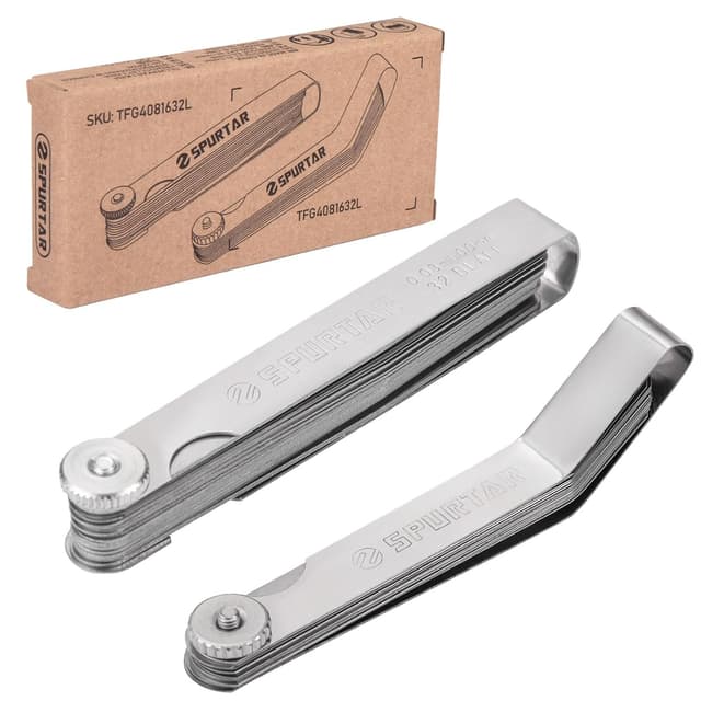Detalle 2 de Spurtar Feeler Gauges Set (32 tapered + 16 offset blades) dual-marked SAE/metric stainless steel