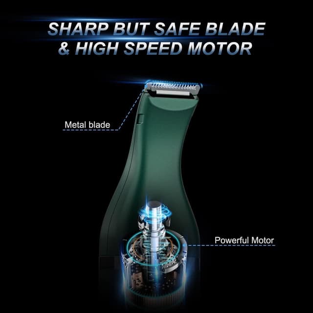 Detalle de oneisall Leise Hundeschermaschine für Pfoten & Trimmbereiche – kabellos, grün