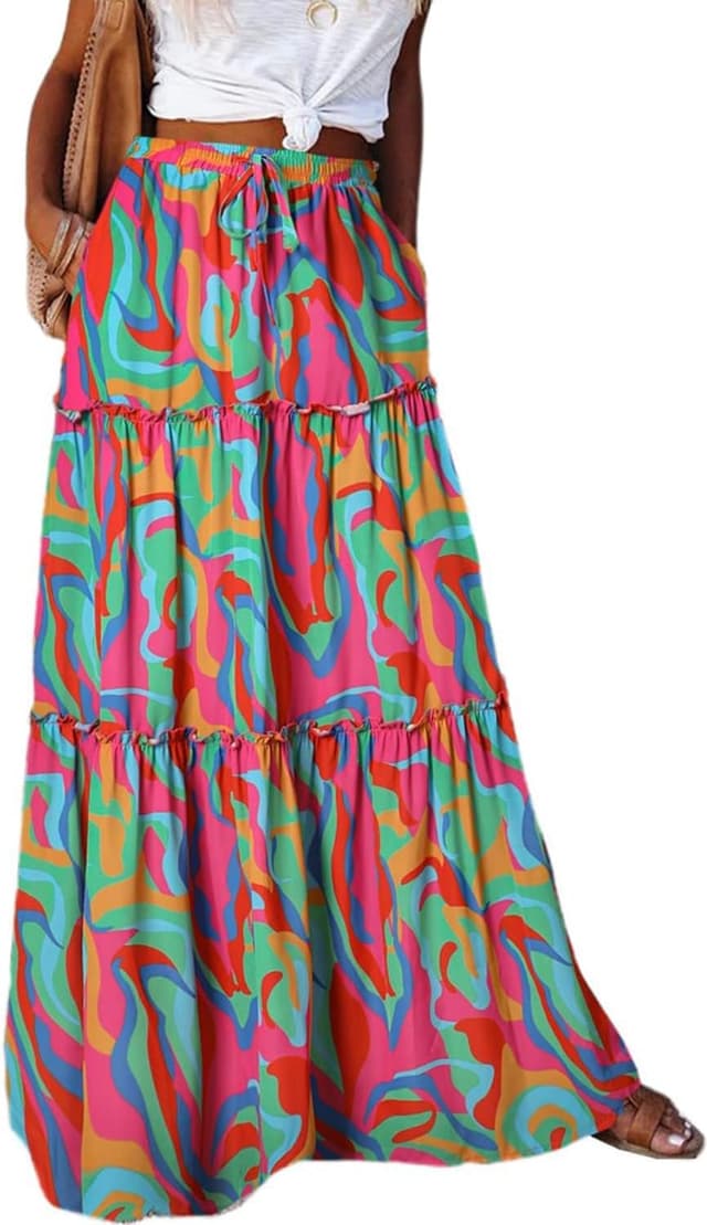 Thumbnail 3 de EARKOHA Boho Maxi Skirt High Waist