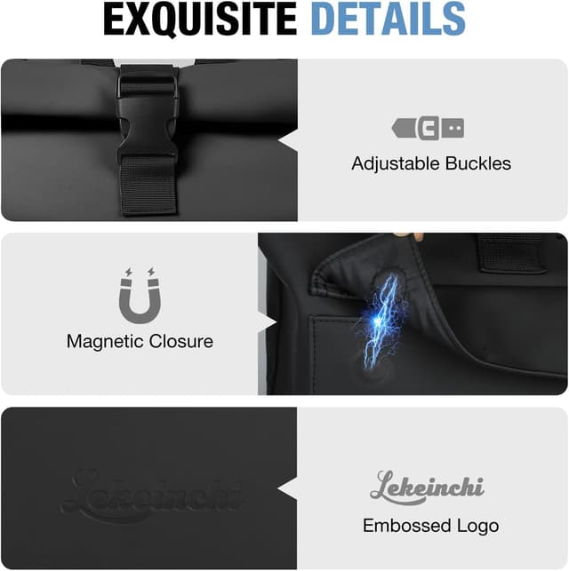 Detalle de Lekeinchi rolltop laptop backpack 19 inch