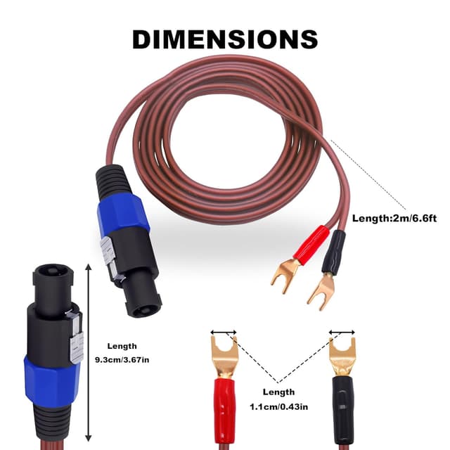 Detalle de YARCHONN Speakon to 2Y Spade Speaker Cable 2m