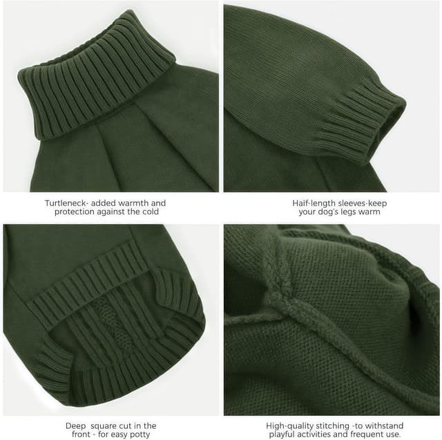 Detalle de KONVINIT Hundepullover Winter Warm & Bequem mit Zopfmuster (XS–2XL) für kompakte Hunderassen