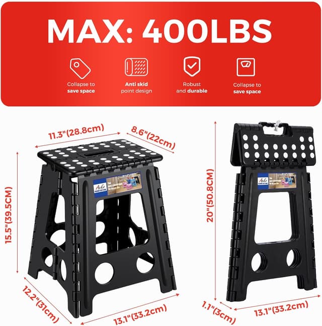 Thumbnail 4 de ACKO Folding Step Stool 16 Inch 400 lbs