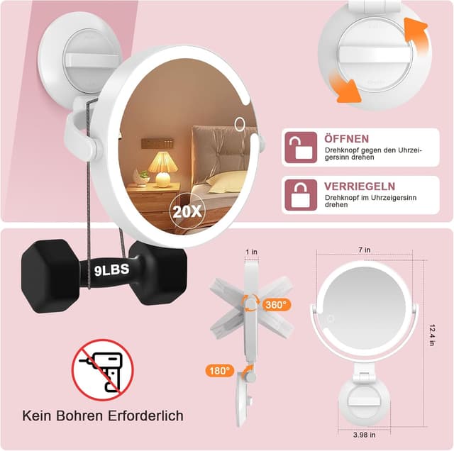 Detalle 2 de SURFOU Specchio Trucco 20x con LED