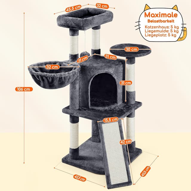 Detalle de Kratzbaum Yaheetech, 107 cm für Katzen