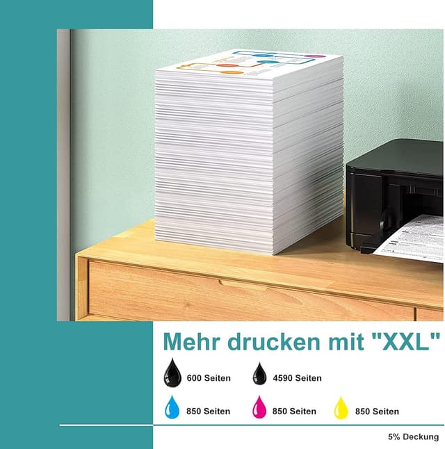 Detalle de WORTHDO kompatible Tintenpatronen 580/581 XXL im 5er-Pack für Canon Pixma TR8550 & TS-Serie