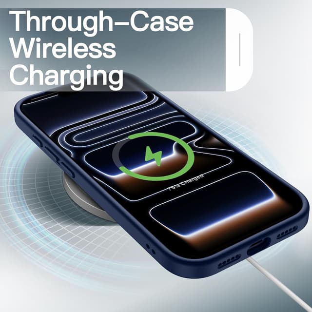 Detalle 2 de JETech Cover Opaca Antiurto Grado Militare per iPhone 17 Pro 6,3" (blu scuro)